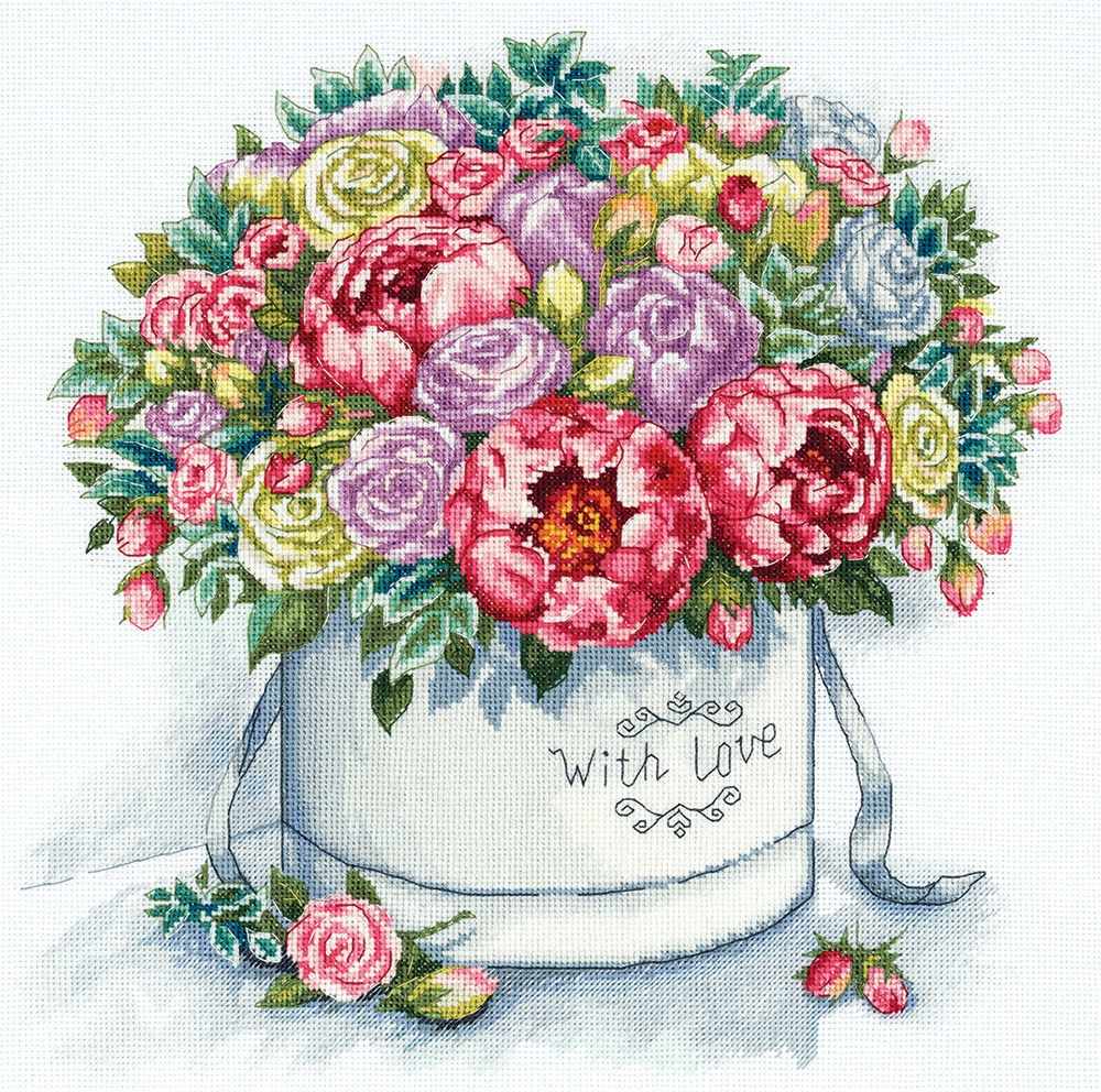 Golden Series - Peonies In A Hat Box